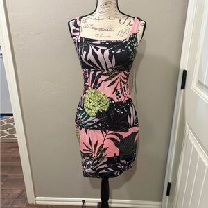 Christian Siriano Tropical Print Mini Dress
